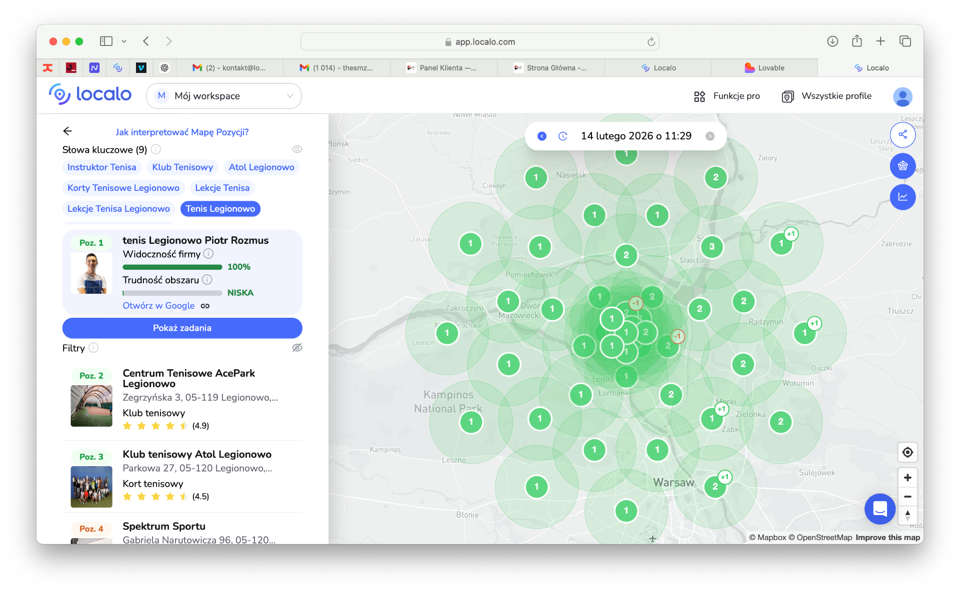 Mapa pozycji — firma na 1. pozycji